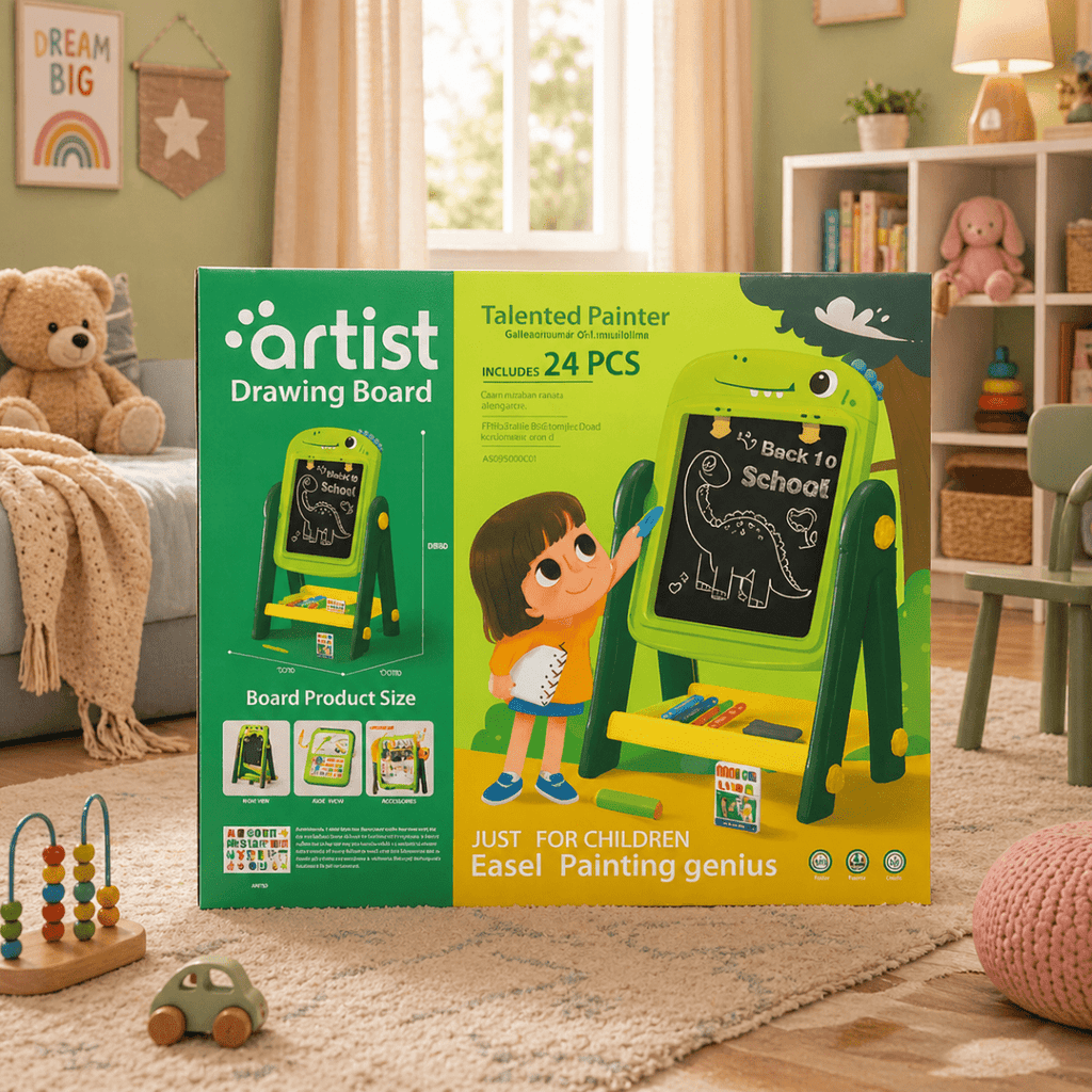 Artist Kids Dino Drawing Easel Board – Double-Sided Creative Learning Station