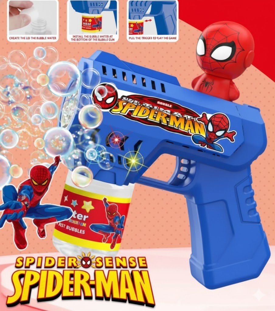 Automatic Light-Up Spider Hero Bubble Blaster for Kids