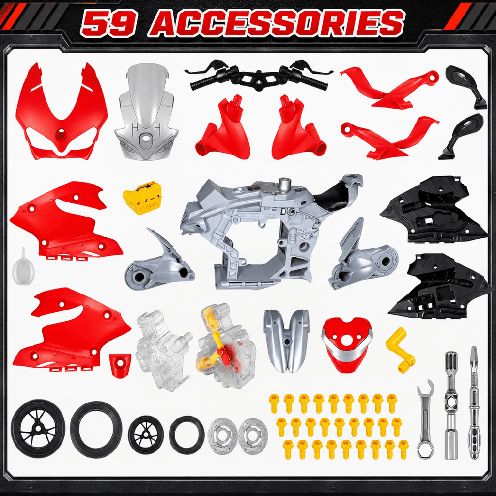 2-in-1 Take-Apart Motorcycle Workshop Building Set