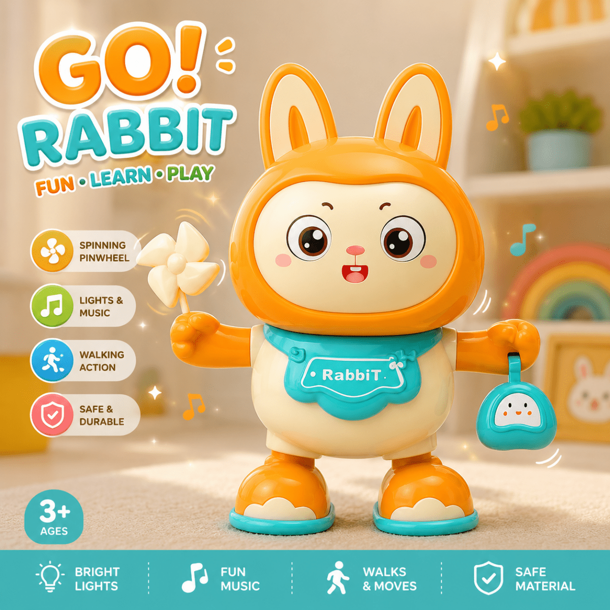 Dancing Musical Rabbit – Light, Sound & Moving Action Bunny
