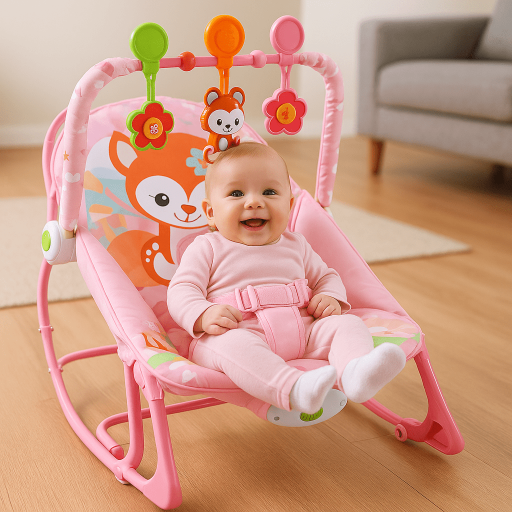 Baby Bouncer with Hanging Toys – Soothing Comfort & Playtime Fun