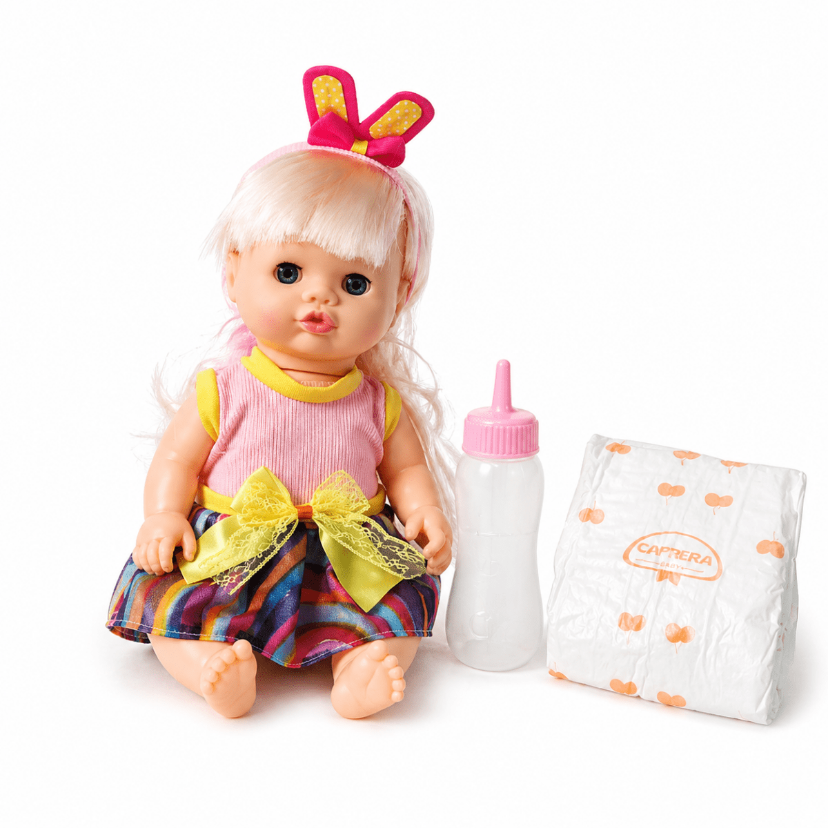 Baby Doll Care Set – Soft Body Doll with Feeding Bottle & Diaper