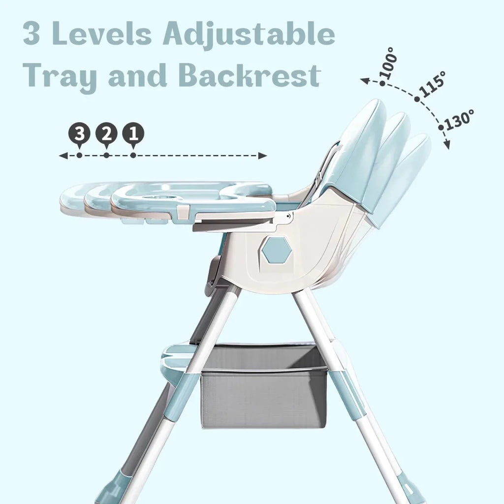 Kidilo Baby Feeding High Chair with Toy Bar & Storage