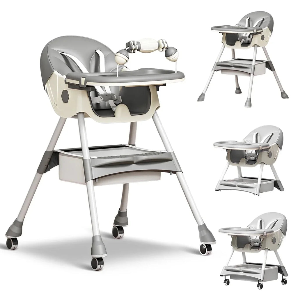 Kidilo Baby Feeding High Chair with Toy Bar & Storage