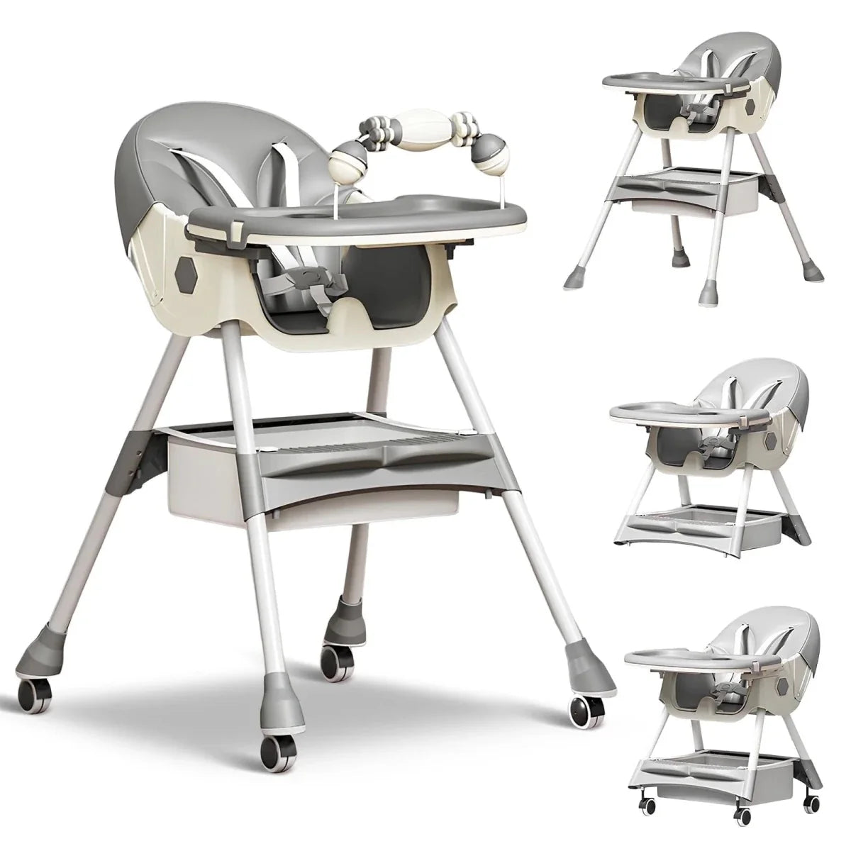 Kidilo Baby Feeding High Chair with Toy Bar & Storage