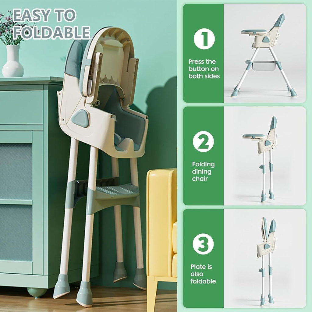 Kidilo Baby Feeding High Chair with Toy Bar & Storage