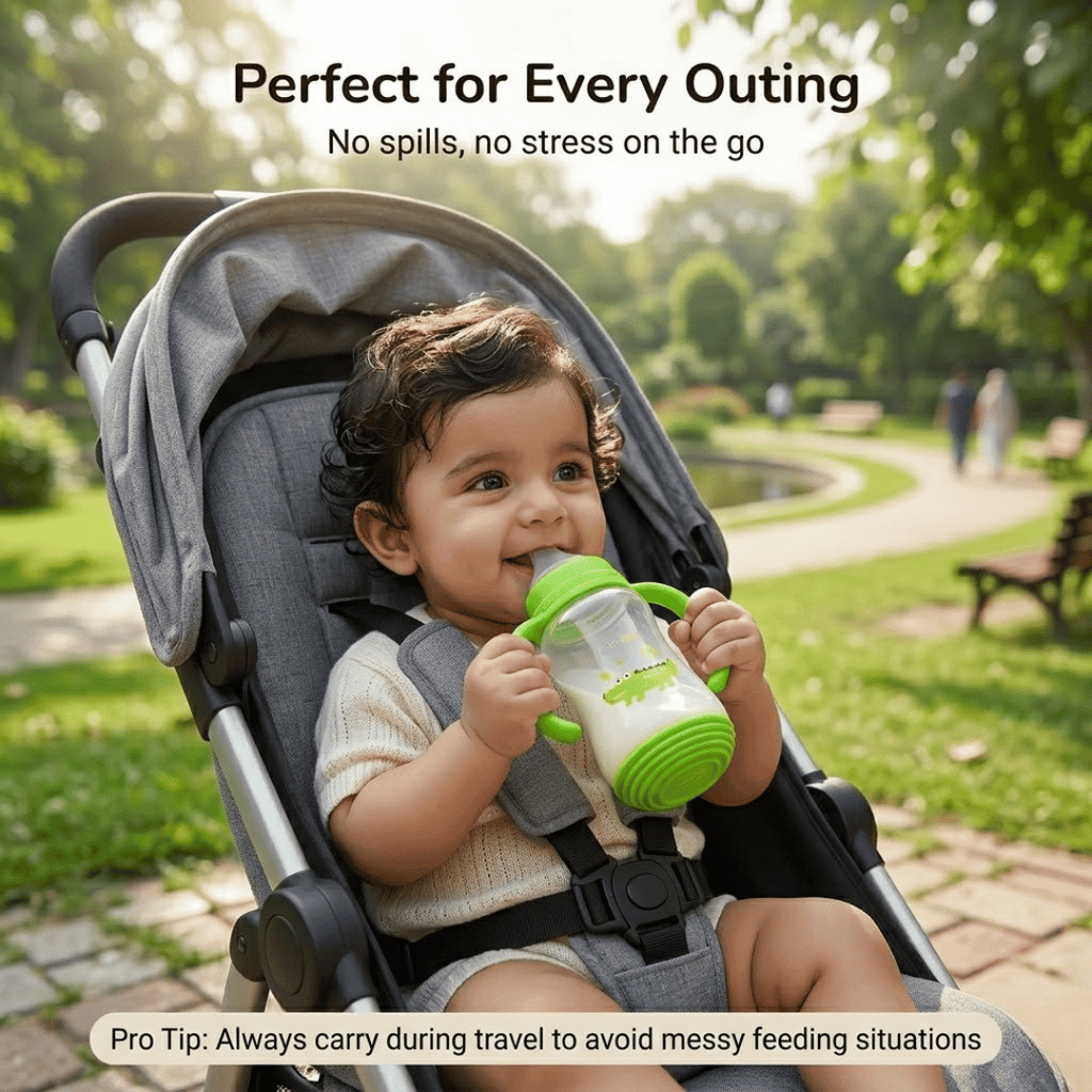 Baby Love Training Sippy Bottle – Soft Nipple, Easy-Grip Handles & Anti-Colic Design