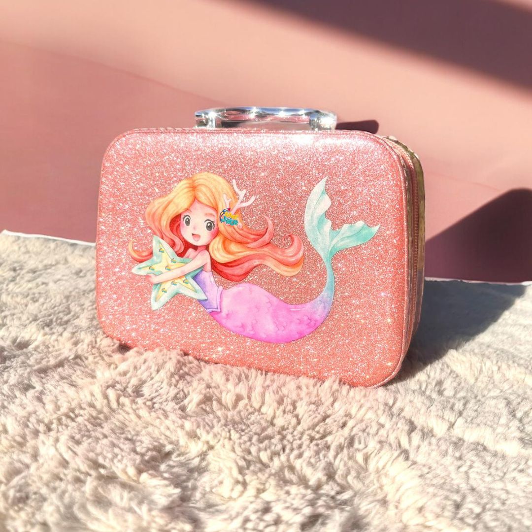 Mermaid Sparkle Portable Makeup Suitcase – Glitter Beauty Vanity Case Set 🧜♀️✨💄