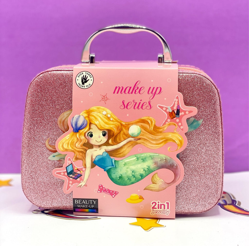 Mermaid Sparkle Portable Makeup Suitcase – Glitter Beauty Vanity Case Set 🧜♀️✨💄