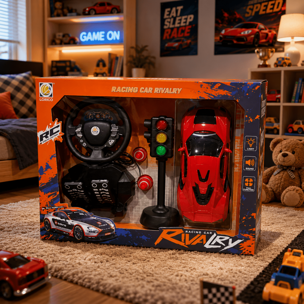 Luxury RC Steering Wheel Racing Car Set with Pedals & Traffic Signal