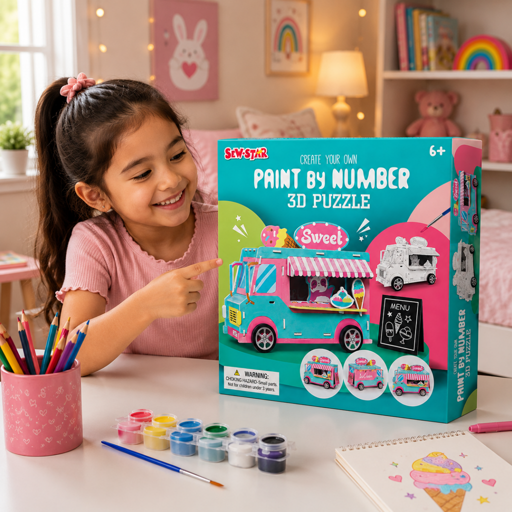 Ice Cream Truck Paint-by-Number 3D Puzzle Kit