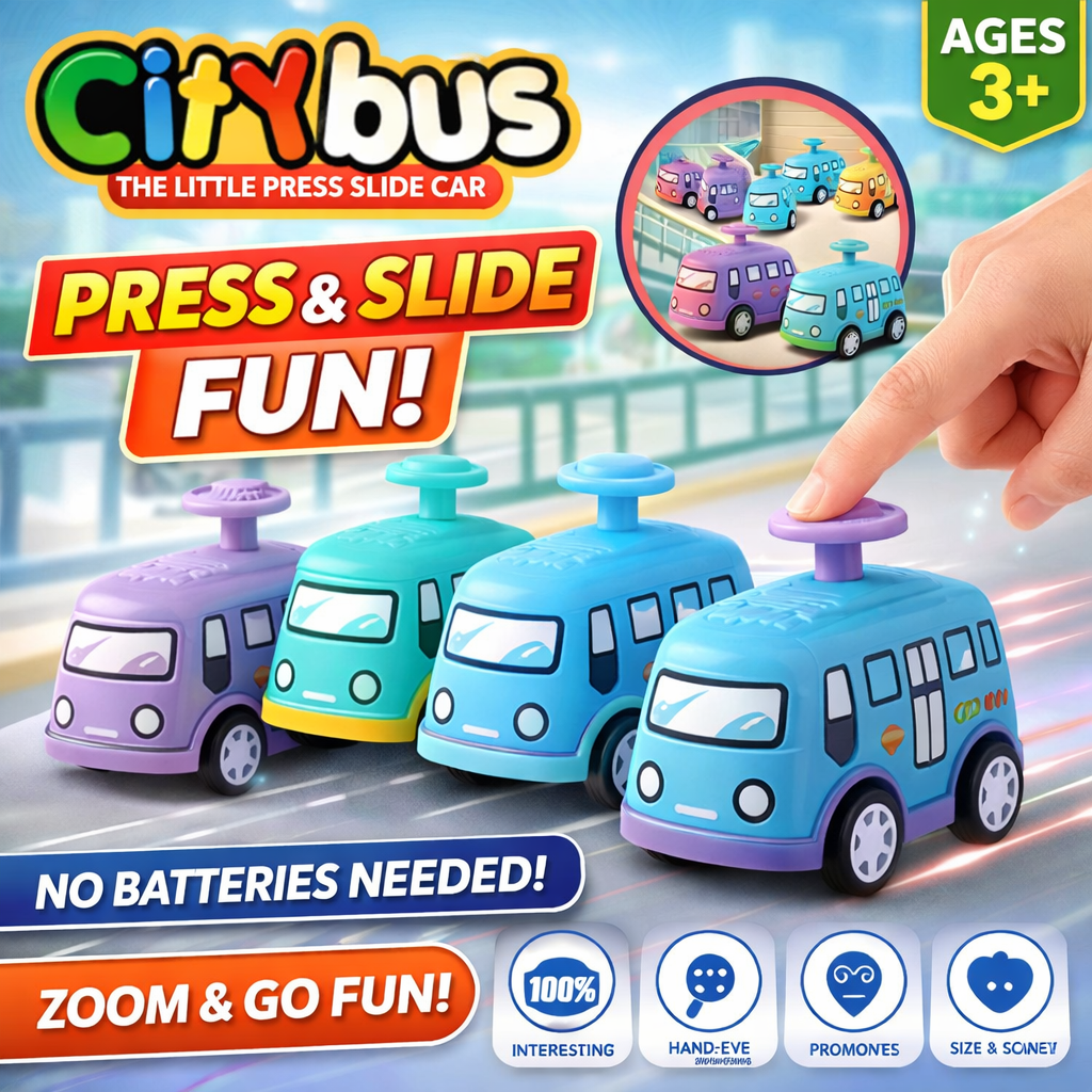 CityBus Push & Go Mini Bus – Colorful Urban Vehicle | 1 Pcs