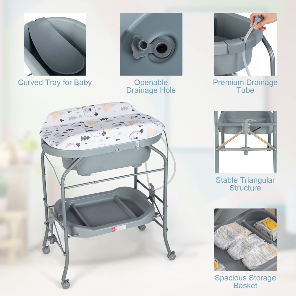 Costway Baby Bath Station For Everyday Use | Pink