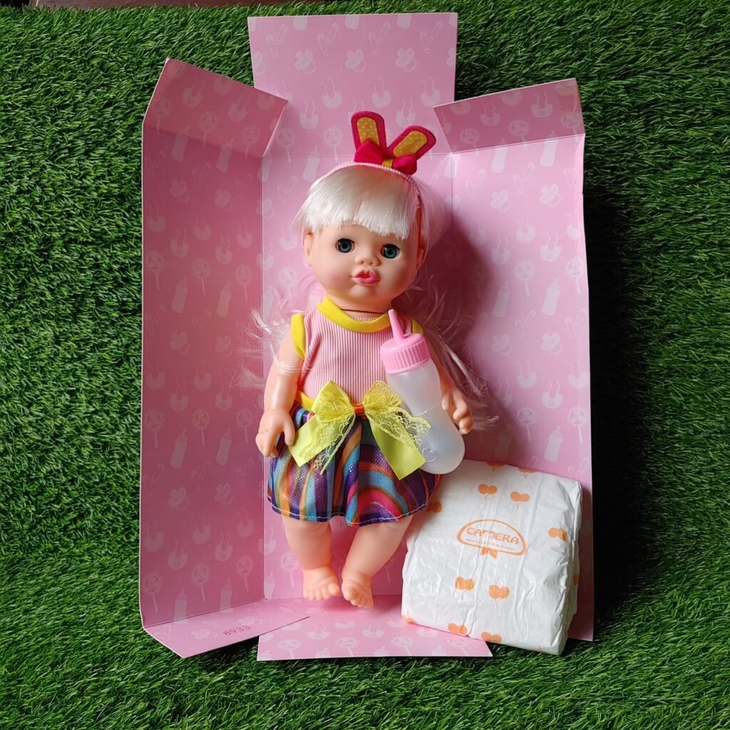 Baby Doll Care Set – Soft Body Doll with Feeding Bottle & Diaper