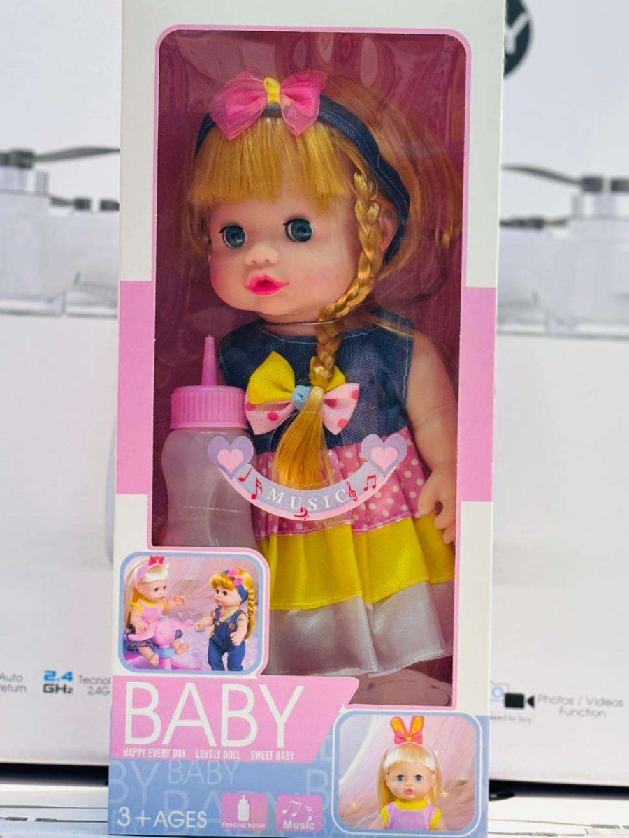 Baby Doll Care Set – Soft Body Doll with Feeding Bottle & Diaper
