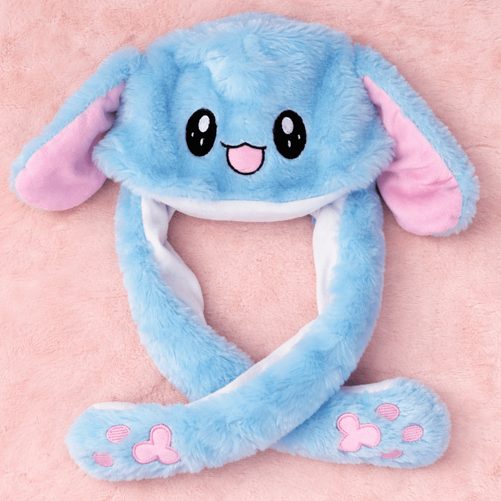 Cute Bunny Blue Winter Hat with Plush Ears & Lights – Soft Warm & Cozy Headwear
