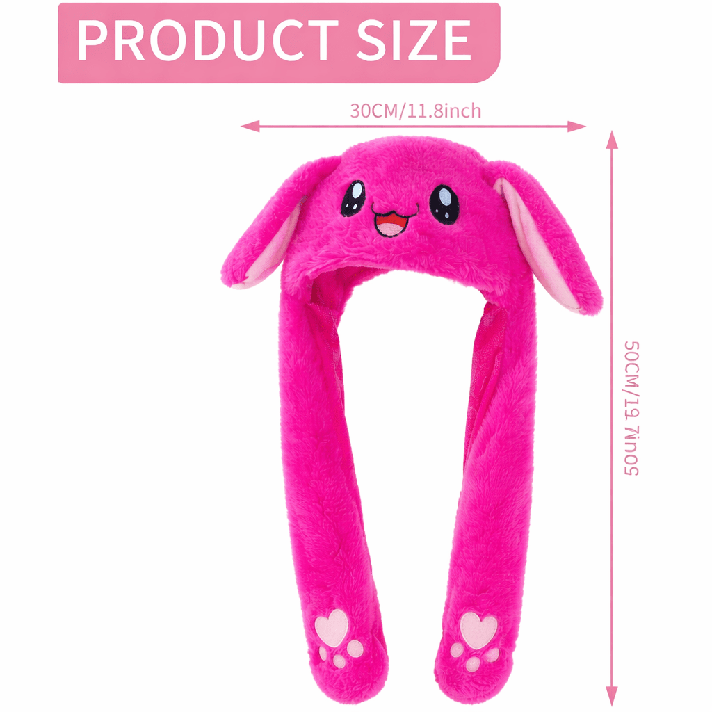 Cute Bunny Dark Pink Winter Hat with Lights & Plush Ears