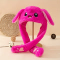 Cute Bunny Dark Pink Winter Hat with Lights & Plush Ears