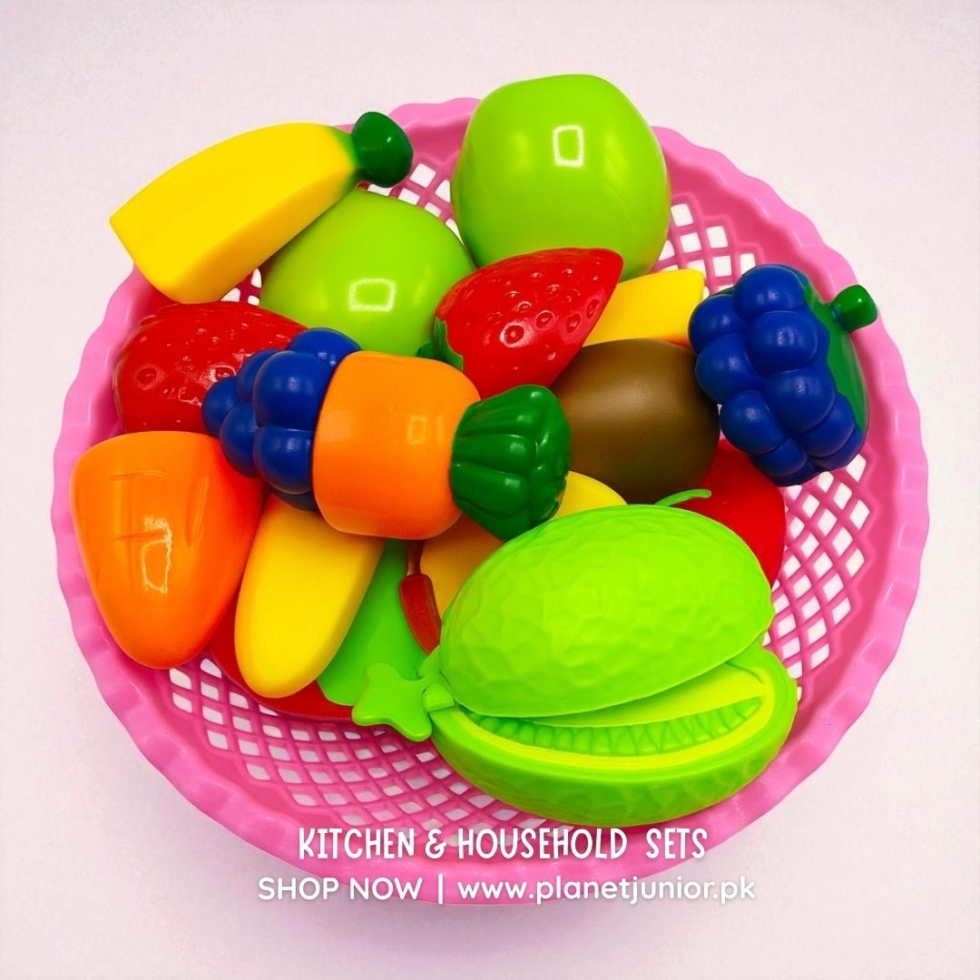 Colorful Pretend Play Fruit & Vegetable Basket Set