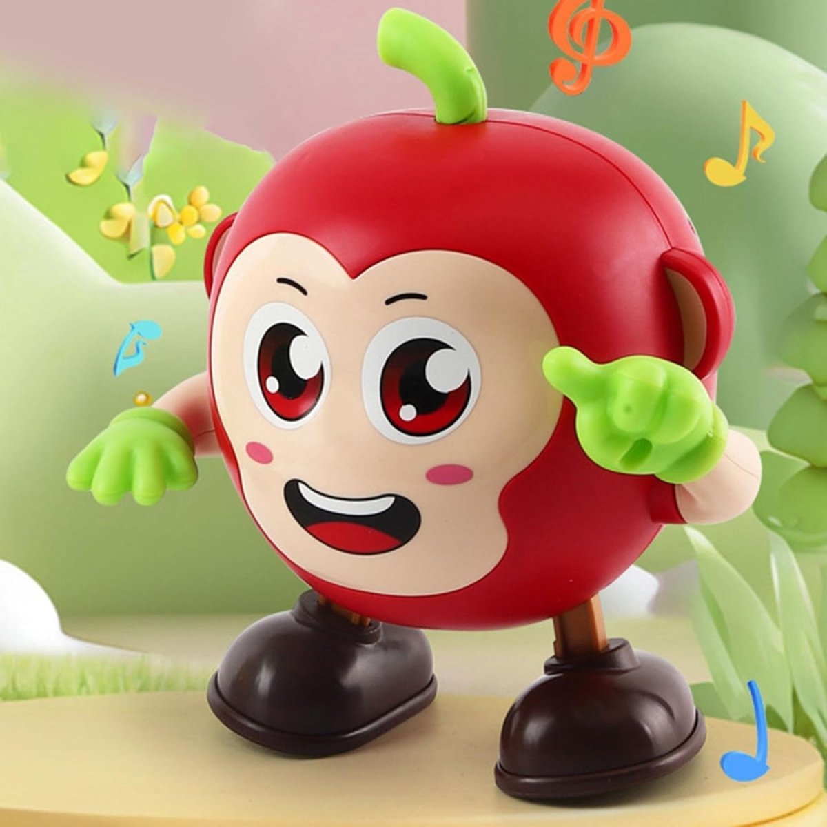 Dancing Apple Monkey Cartoon Character With Lights