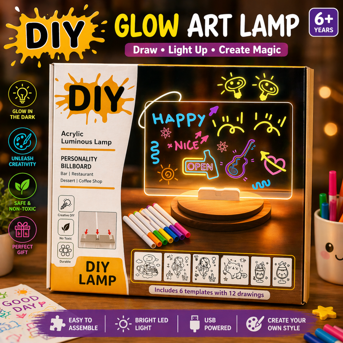 DIY LED Acrylic Writing Board Lamp – Creative Glow Board