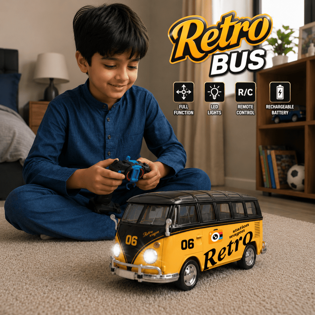 2.4GHz RC Retro Travel Van – Color Plated Light Remote Control Car