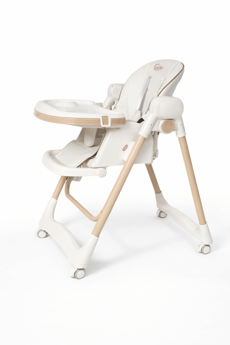 Electric Baby Feeding High Chair with Swing & Height Adjustment – Beige