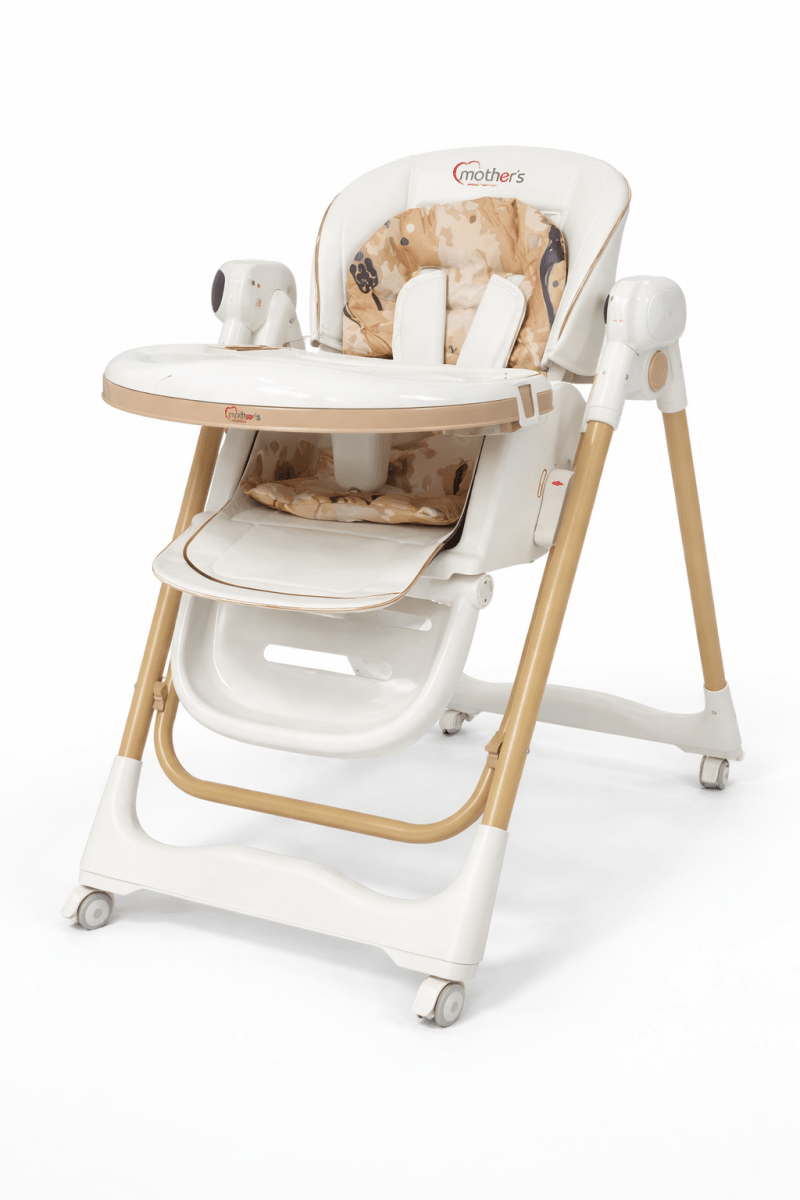 Electric Baby Feeding High Chair with Swing & Height Adjustment – Beige