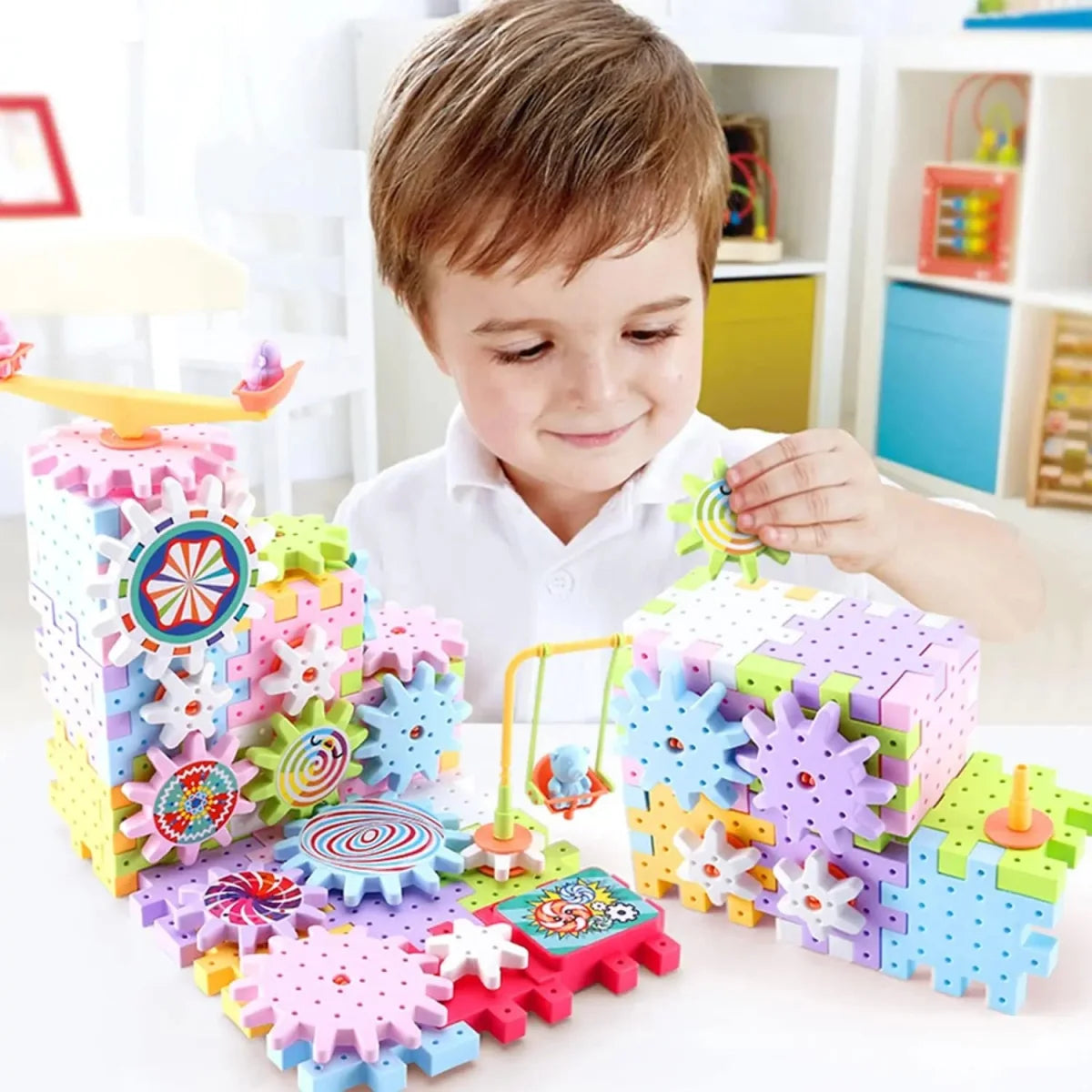 Electric Gear Spinning STEM Building Blocks