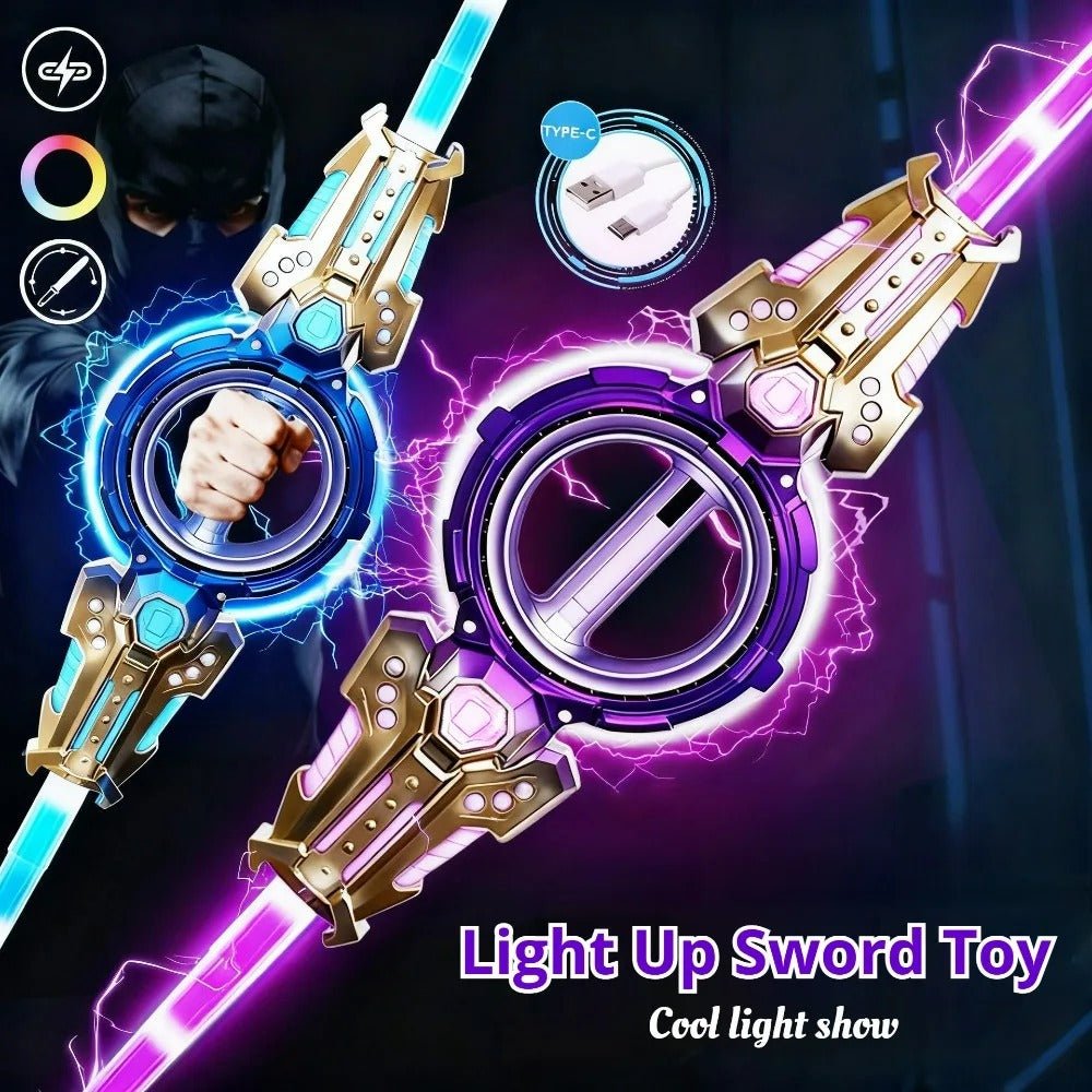 Electric Gyro Light Sword – 360° Spinning LED Action Blade