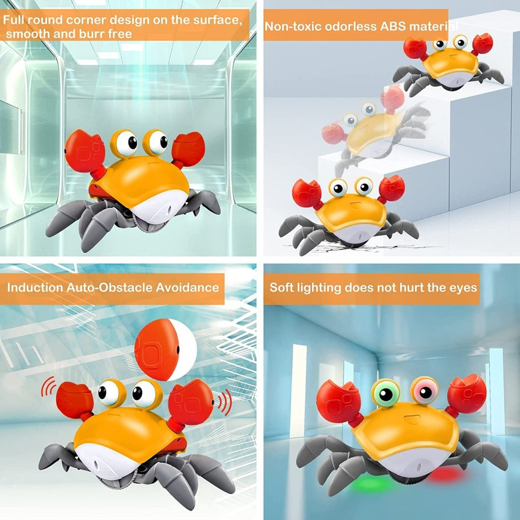 Electric Rechargeable Induction Sensor Cute Crab – Crawling Musical Light-Up Animal for Kids