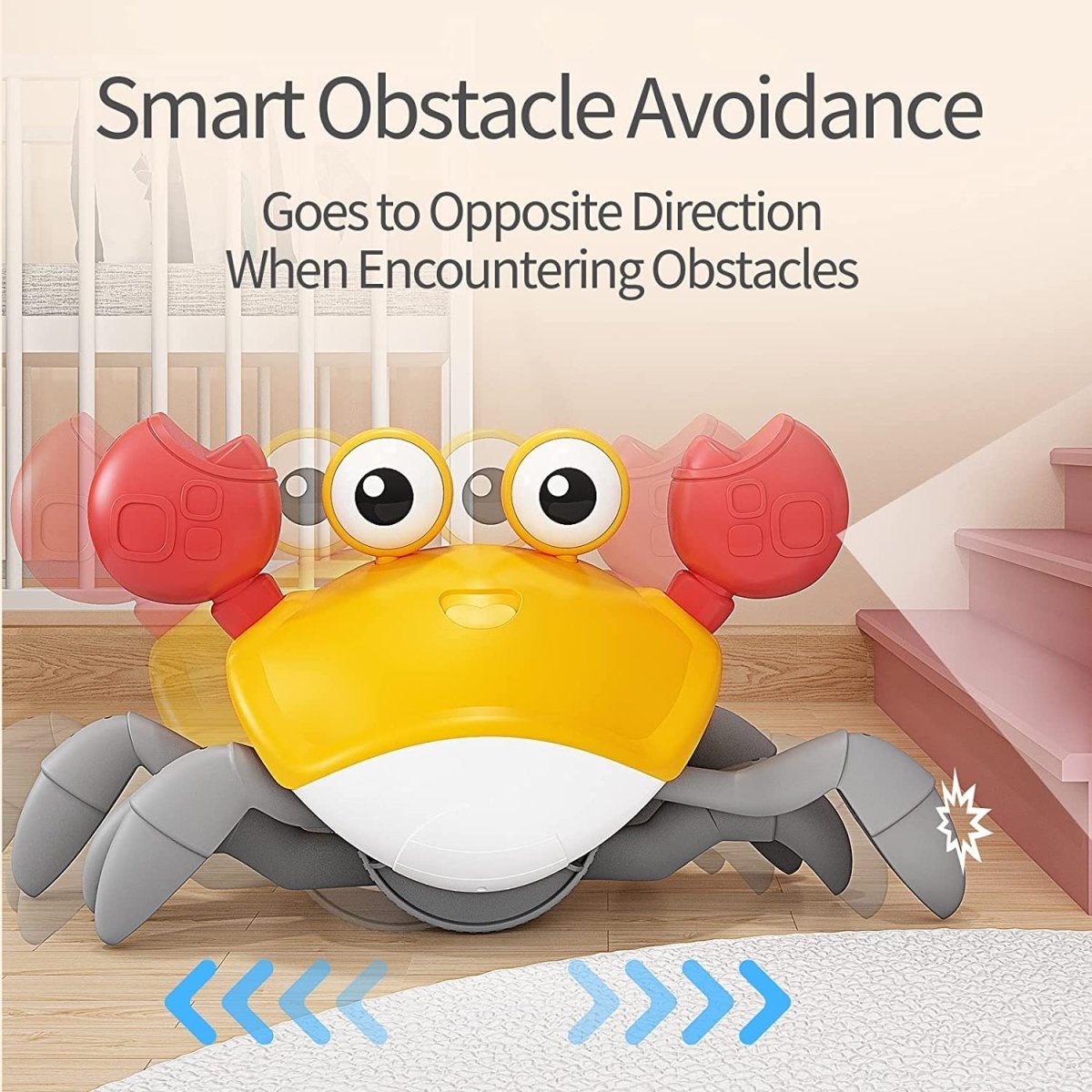 Electric Rechargeable Induction Sensor Cute Crab – Crawling Musical Light-Up Animal for Kids