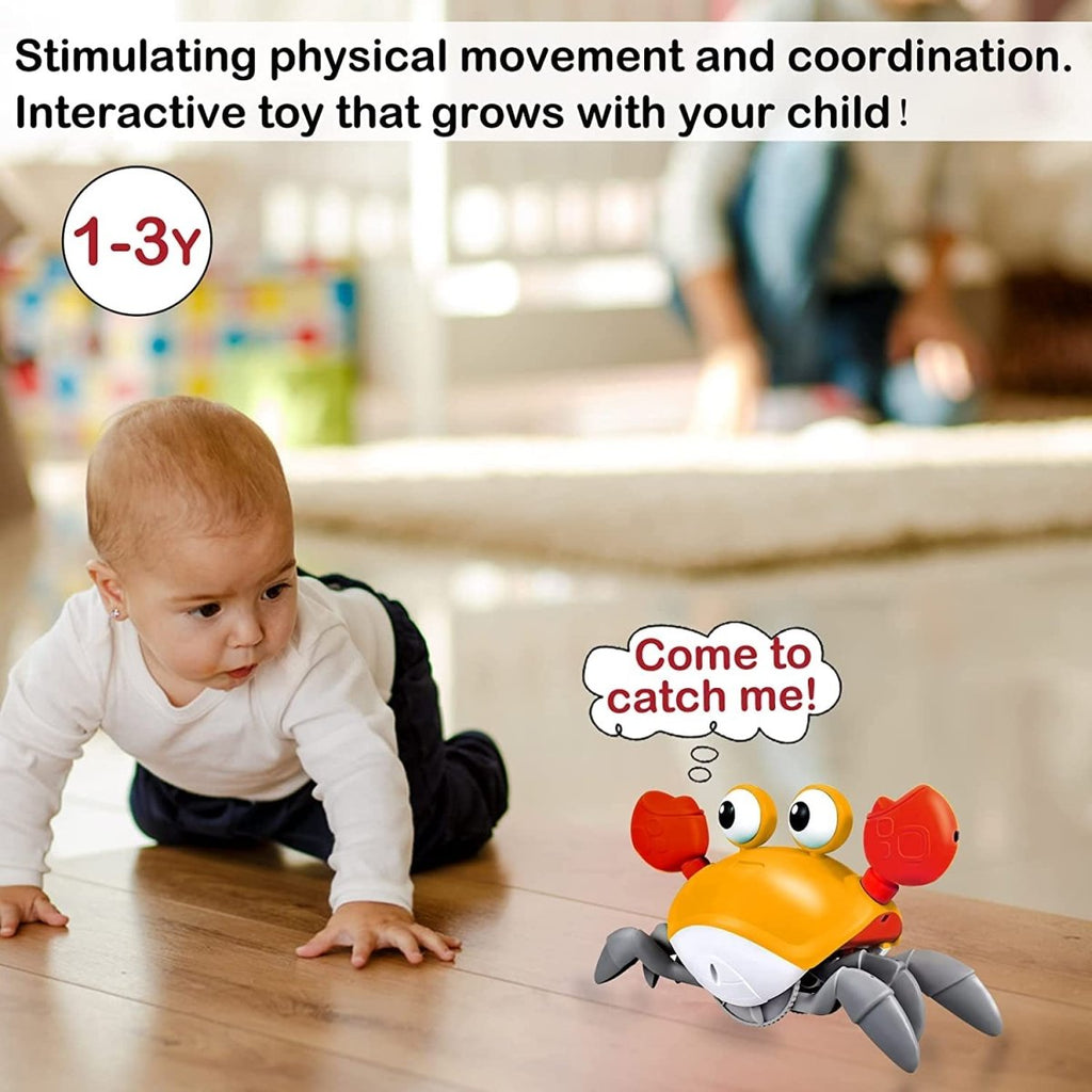 Electric Rechargeable Induction Sensor Cute Crab – Crawling Musical Light-Up Animal for Kids