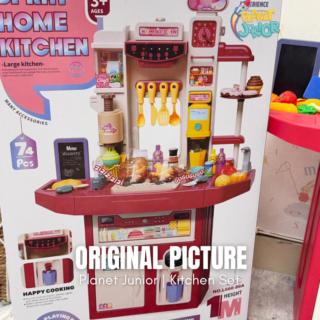 Extra Large Double-Sided Kids Kitchen Playset – 74 PCS Cooking Station