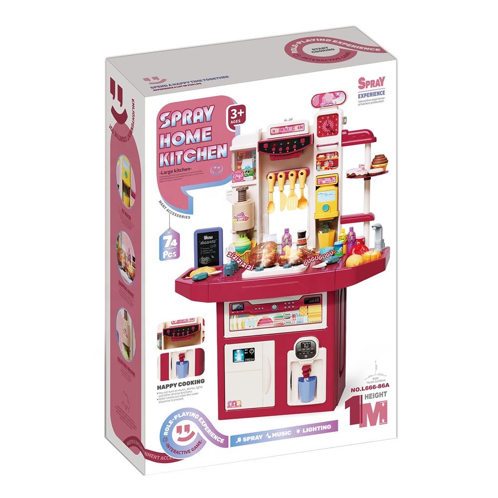 Extra Large Double-Sided Kids Kitchen Playset – 74 PCS Cooking Station