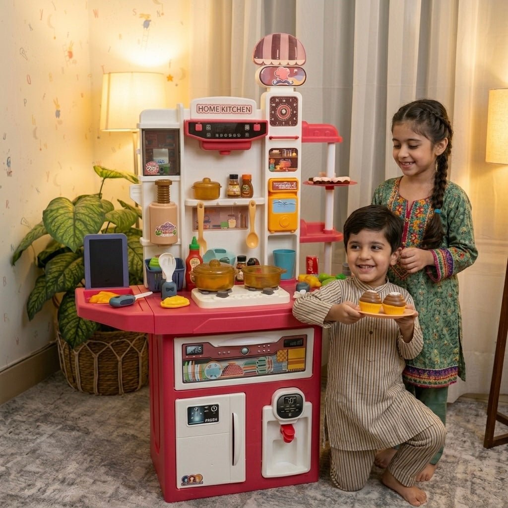 Extra Large Double-Sided Kids Kitchen Playset – 74 PCS Cooking Station