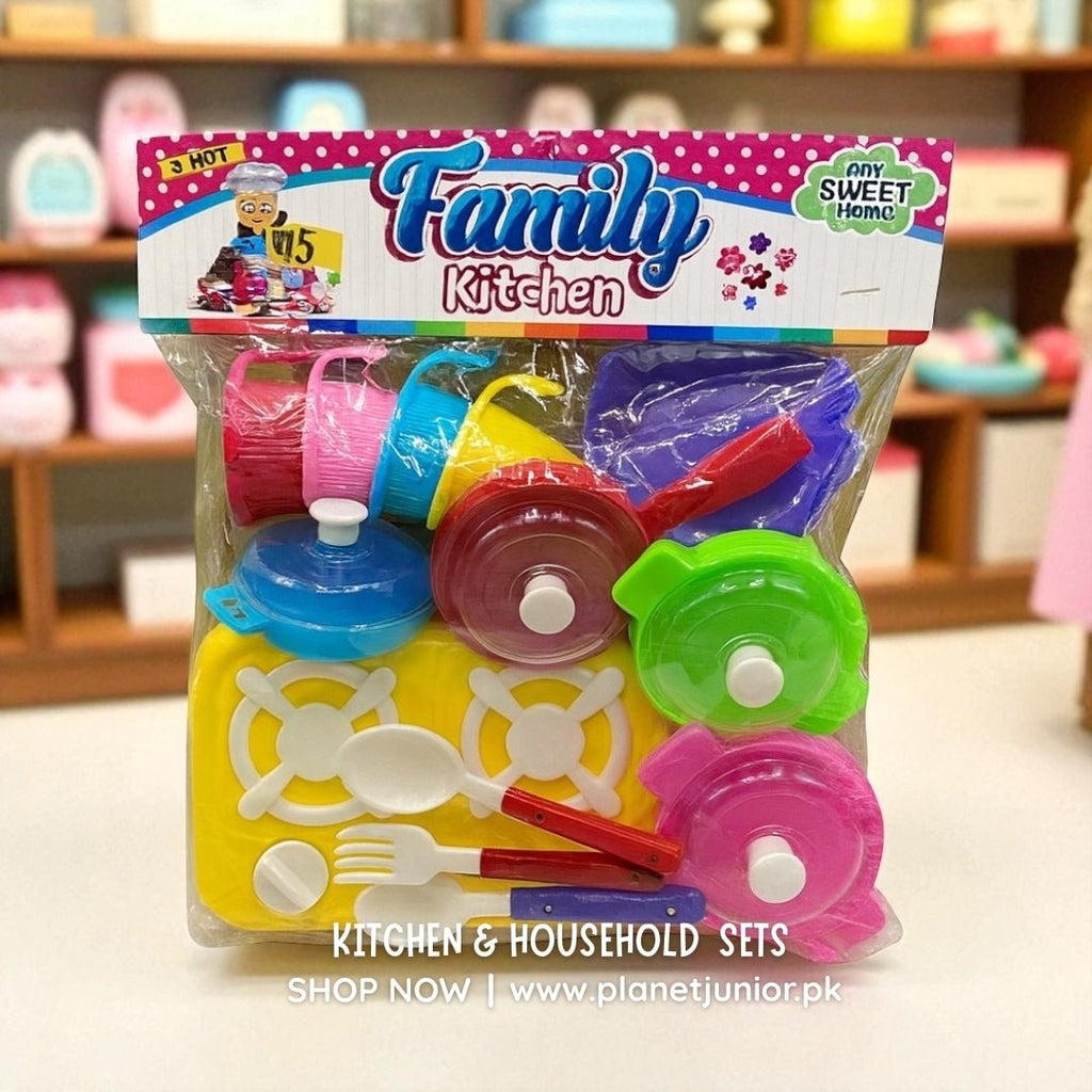 Family Kitchen Pretend Play Cooking Set – Pots, Pans & Utensils for Kids