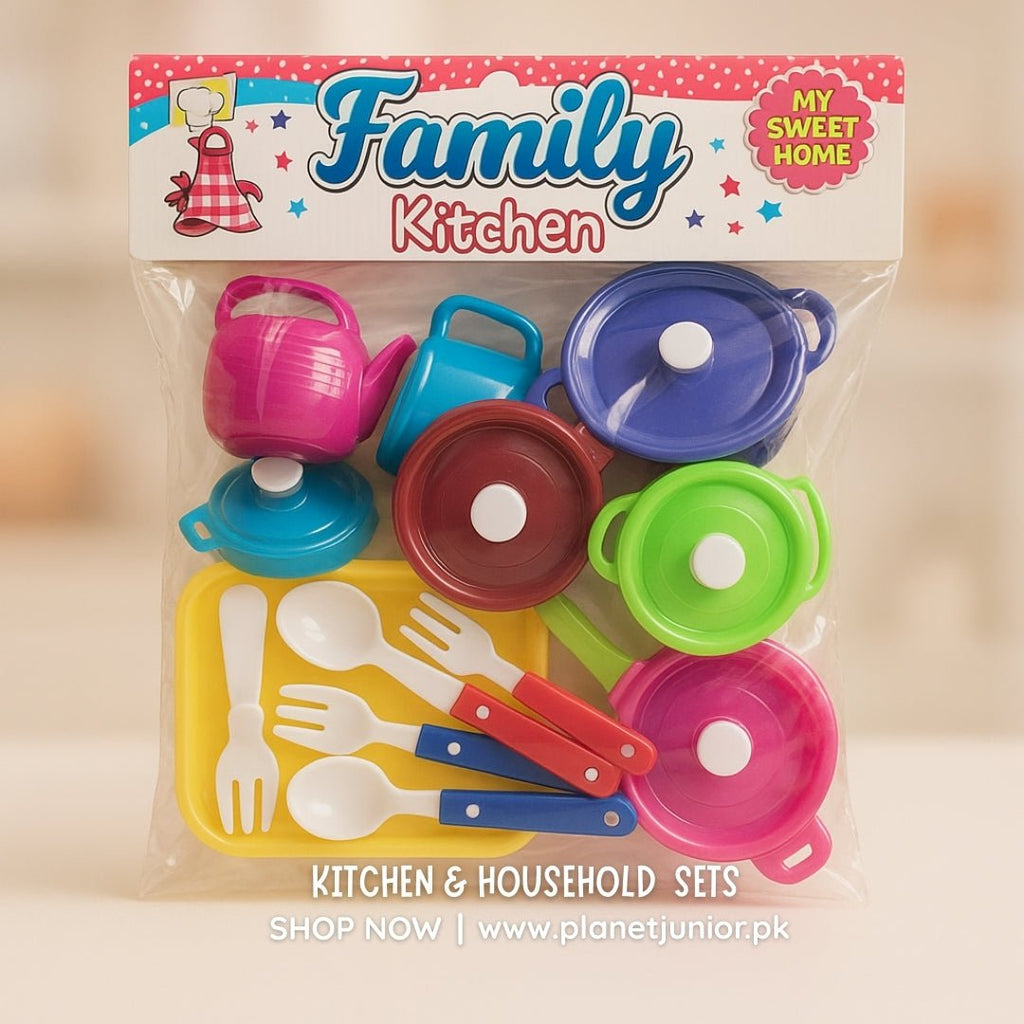 Family Kitchen Pretend Play Cooking Set – Pots, Pans & Utensils for Kids