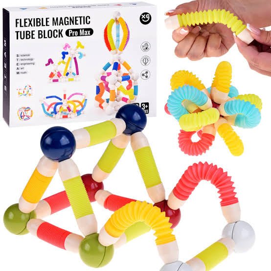 🧲 Flexible Stretchable Pop Tube Magnetic Sticks Building Set – Creative STEM Toy