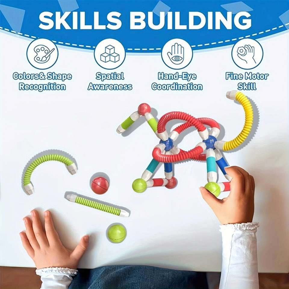 🧲 Flexible Stretchable Pop Tube Magnetic Sticks Building Set – Creative STEM Toy