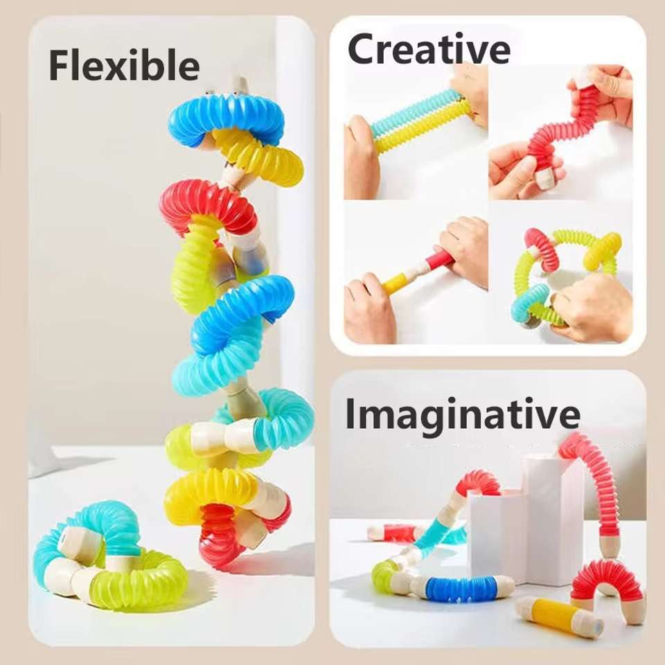 🧲 Flexible Stretchable Pop Tube Magnetic Sticks Building Set – Creative STEM Toy