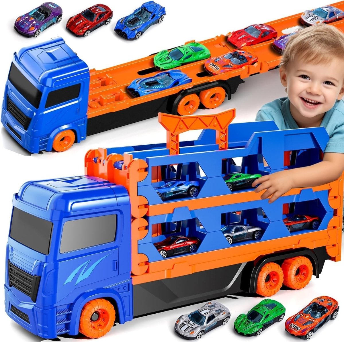 5Ft+ Long Foldable Transport Truck with Race Track