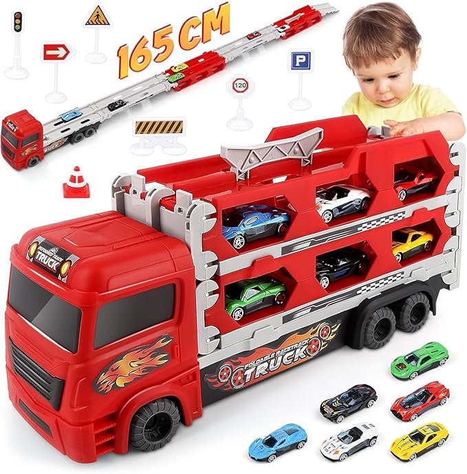🚚💥 Foldable Transport Truck Toy with Car Ejection Launcher