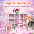 Grand Princess Doll House Mansion – 4-Storey Play House with Furniture
