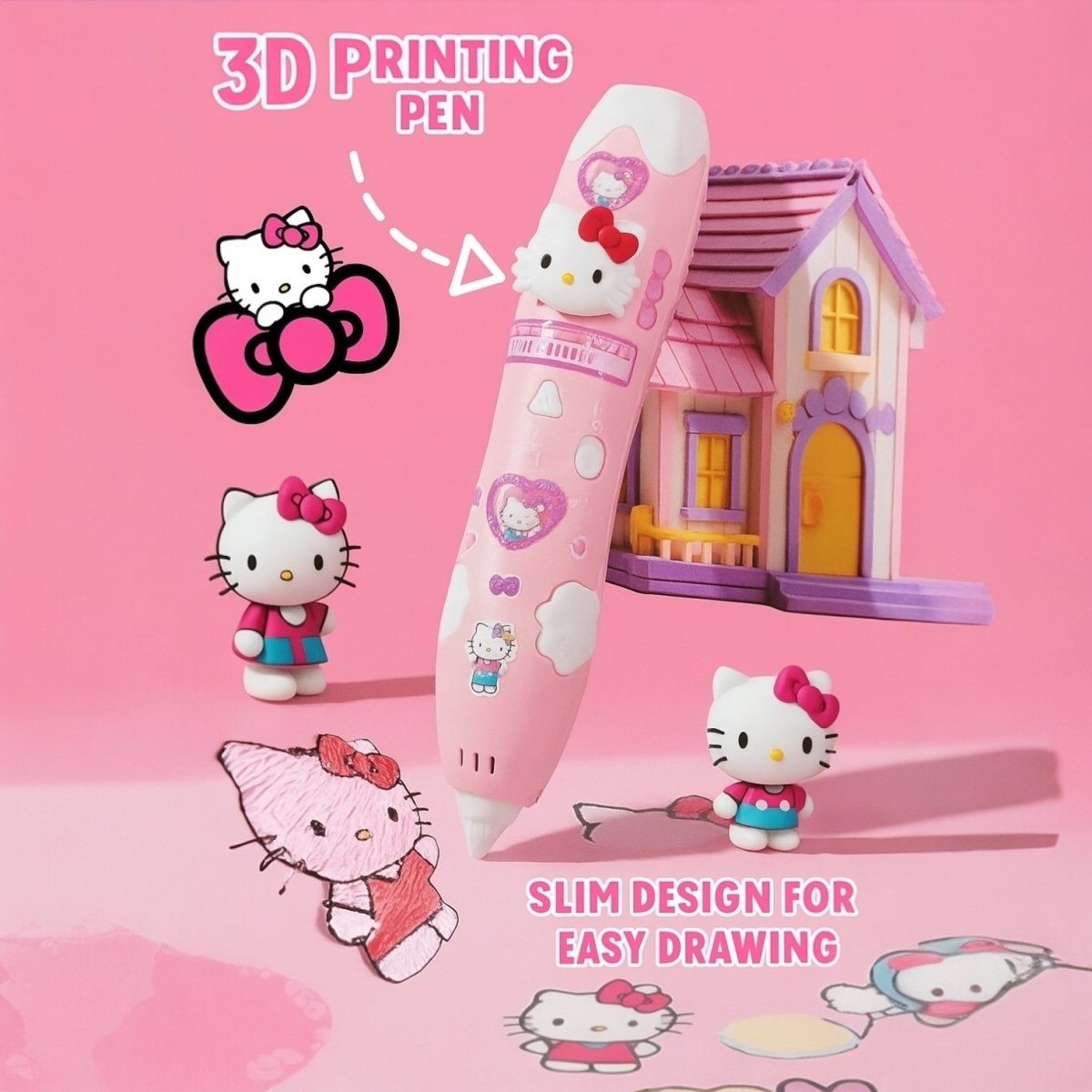 Hello Kitty 3D Printing Pen – Rechargeable & Safe for Kids!