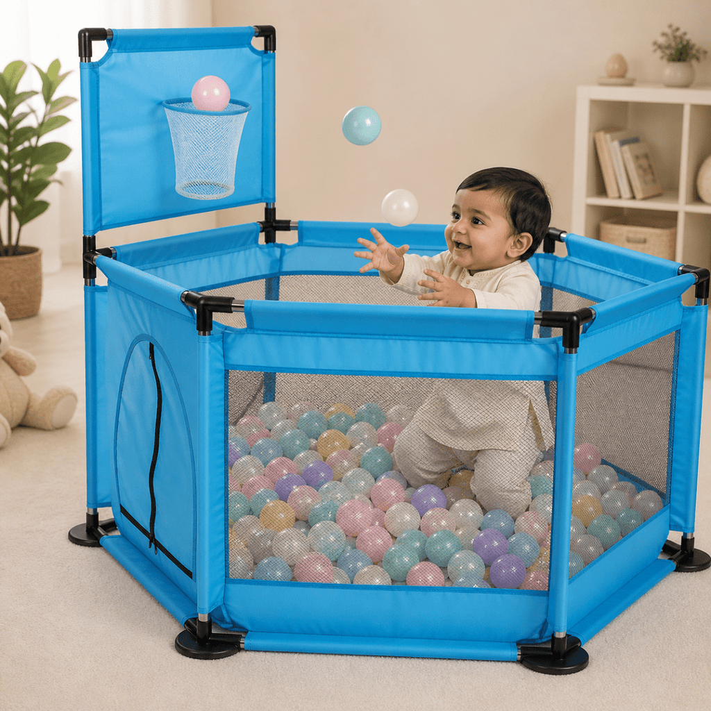 Hexagon Kids Playpen Tent with 30 Balls – Safe Indoor Ball Pit Play Area 🎪✨