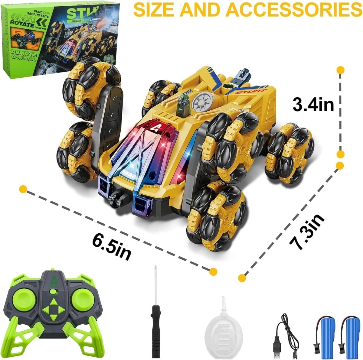Spray LED Drift Stunt Car with Multi-Terrain Wheels & Remote Control