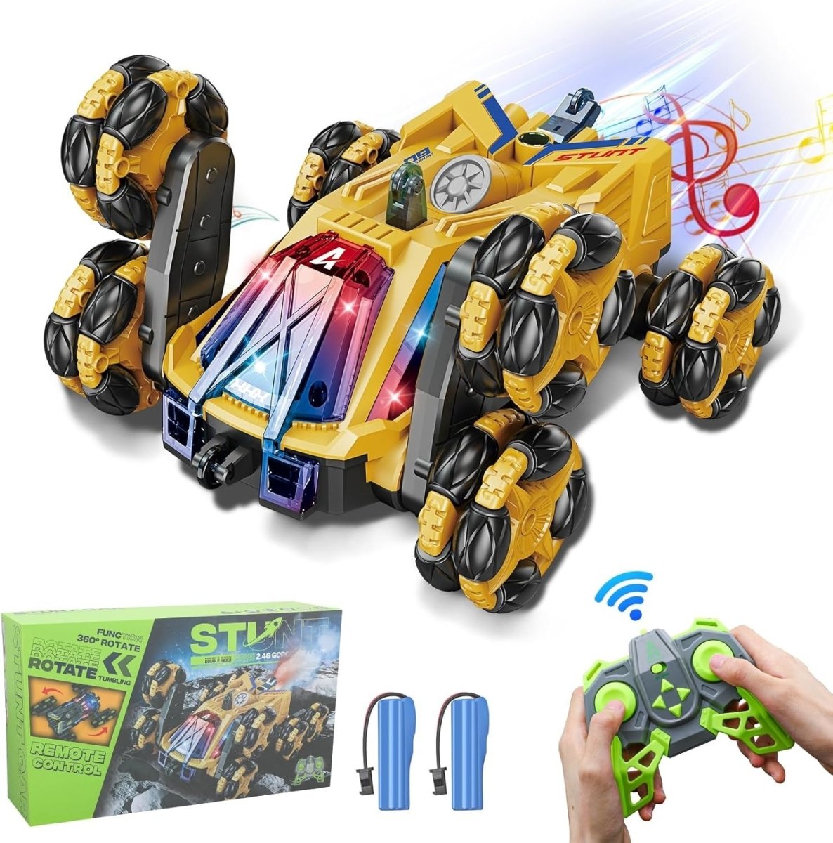 Spray LED Drift Stunt Car with Multi-Terrain Wheels & Remote Control