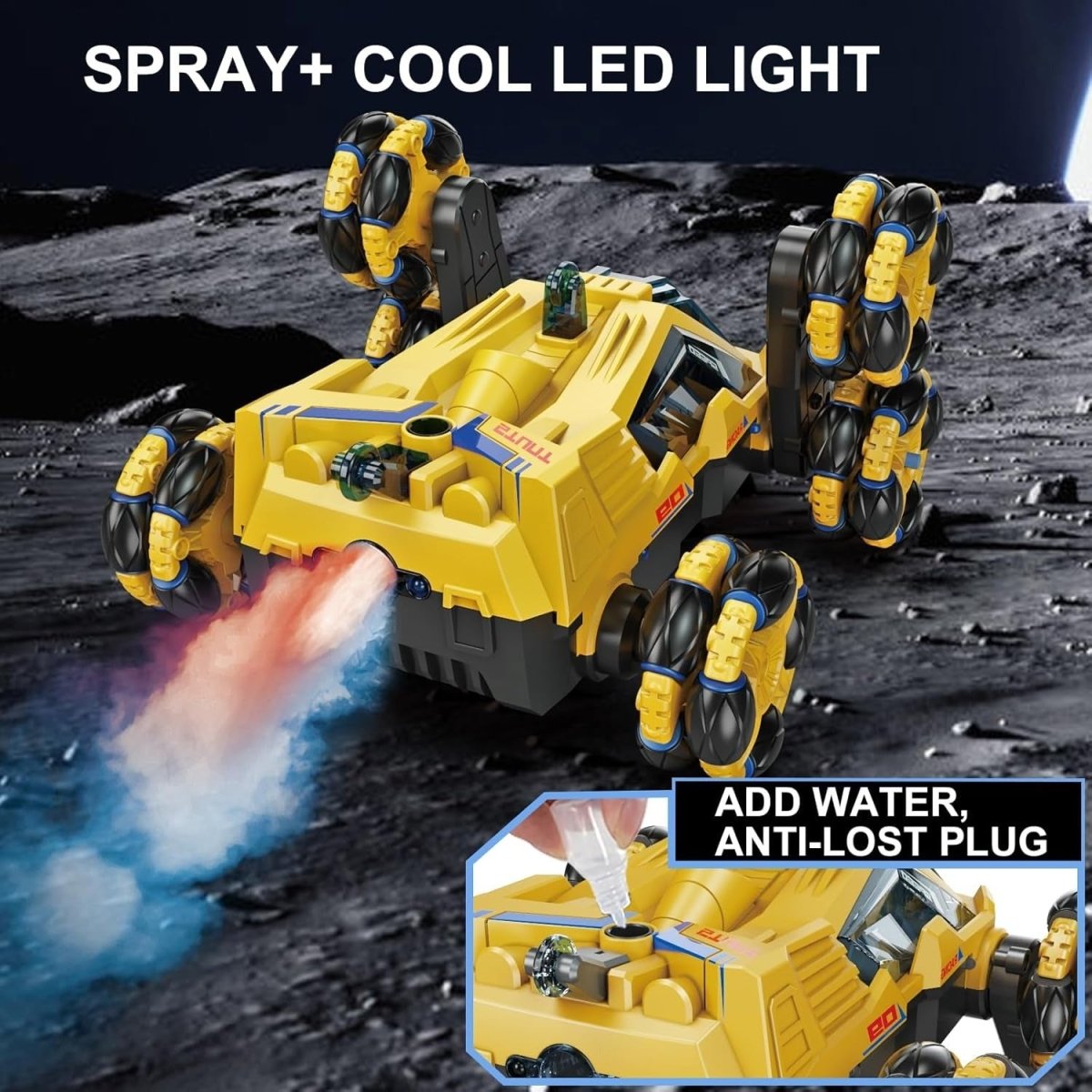 Spray LED Drift Stunt Car with Multi-Terrain Wheels & Remote Control