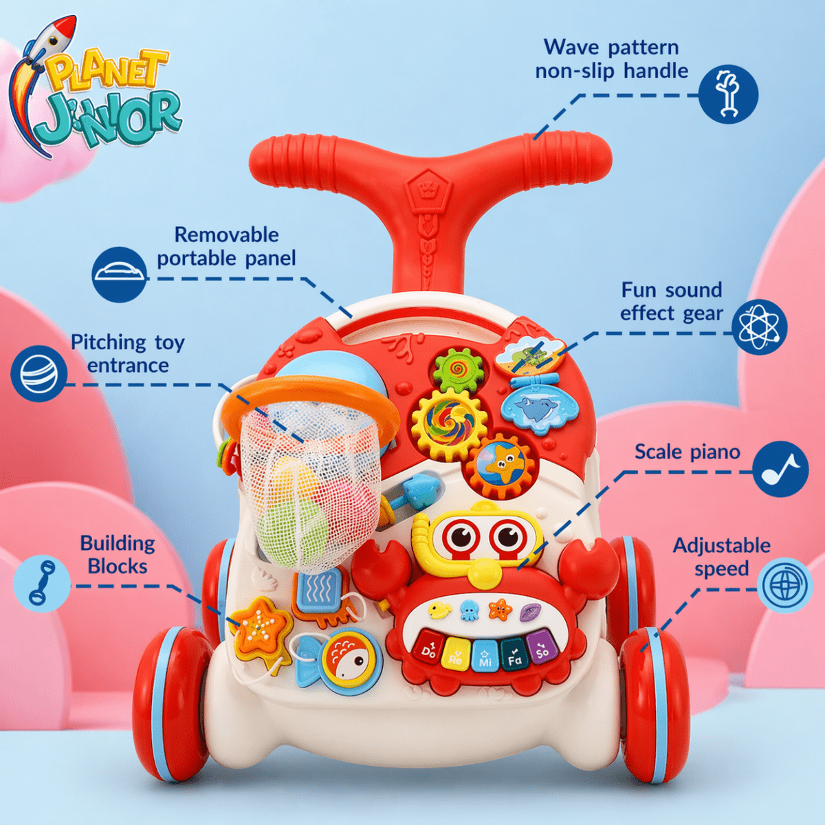 Huanger 2-in-1 Baby Walker & Activity Table – Interactive Learning Play Center